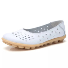(White, 6) Summer Leather Womens Moccasins Pumps Ladies Flats Shoes Loafers Comfy