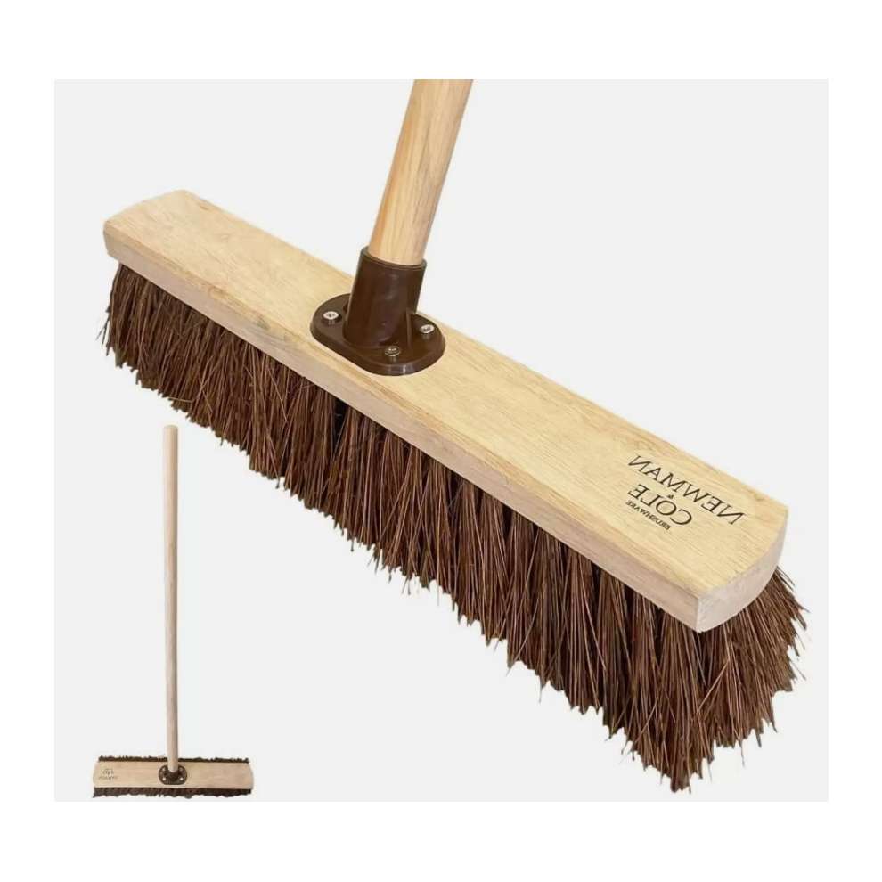 Outdoor Sweeping Brush Broom Head Handle 18" Heavy Duty Stiff Long