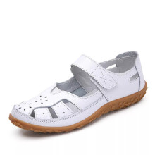 (White, 3) Womens Ladies Flat Comfort Summer Sandals Walking Mary Jane Work Wide Shoes Size