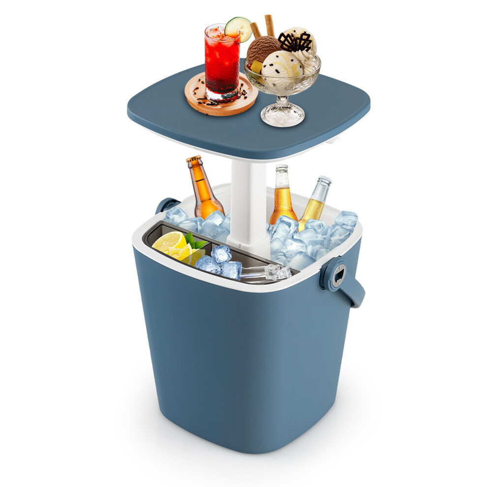Portable Cooler Side Table with Handle Lift Top Lid & Bottle Opener