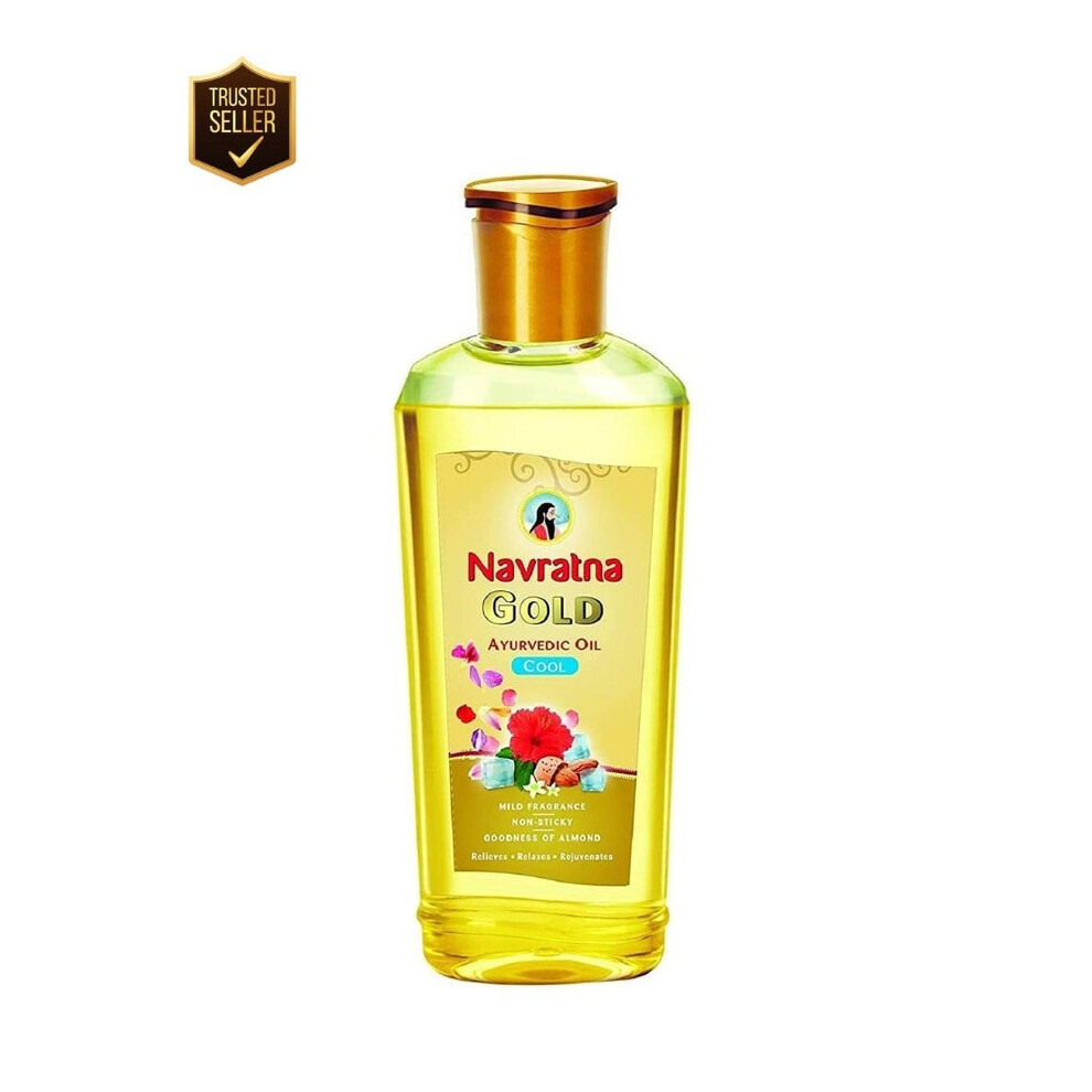 Gold Himani Navratna Herbal Oil Cool 300Ml | Ayurvedic Cooling Oil | Hair Nourishment | Shiny, Strong & Healthy Hair | Stress Relief | Almond Oil