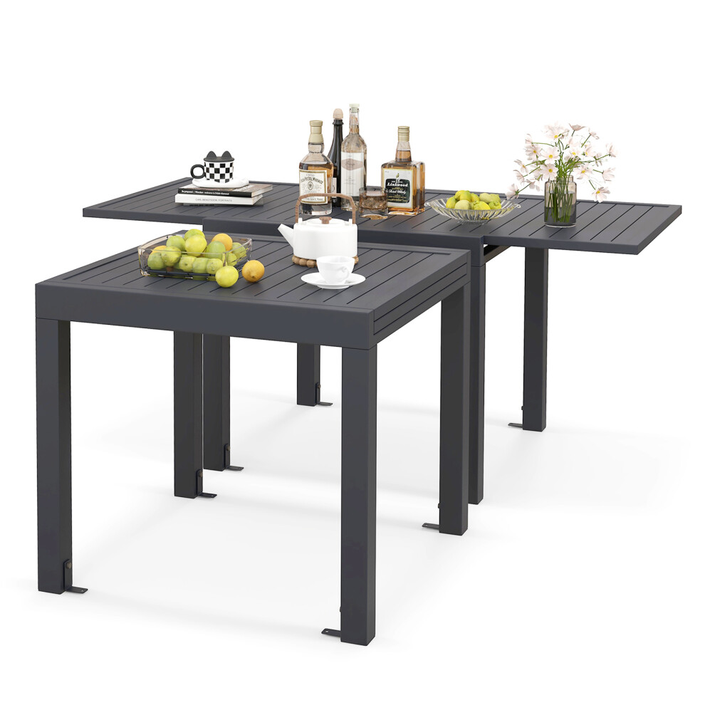 Expandable Patio Dining Table Extendable Aluminum Table for 4-6