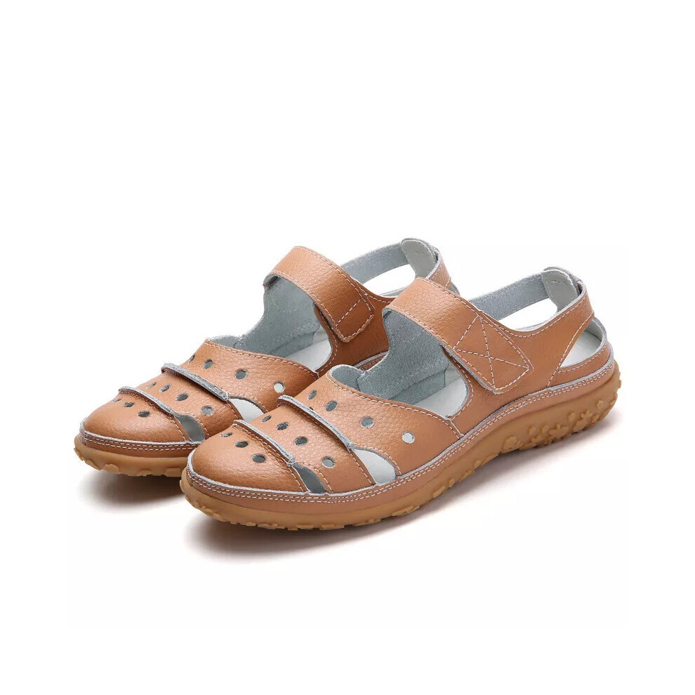 (Brown, 6) Women Orthopedic Sandals Comfy Closed Toe Mules Summer Slippers Flat Shoes Sizes