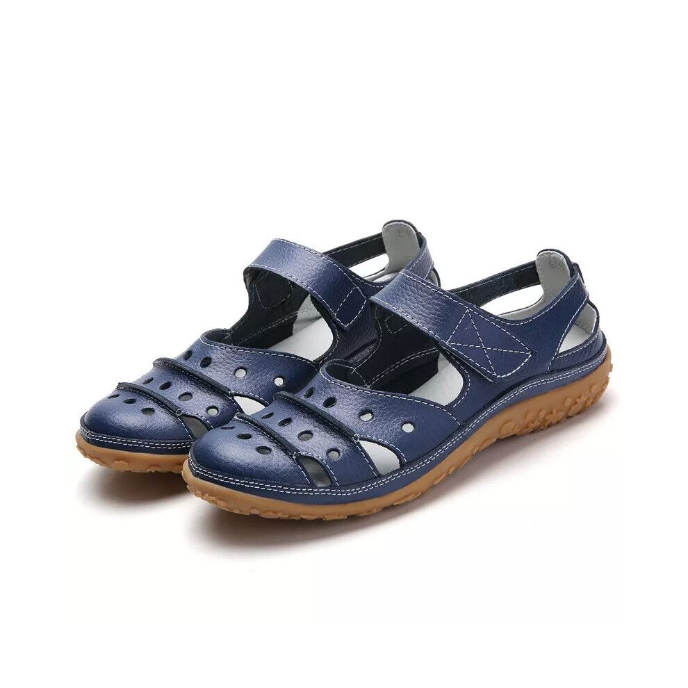 (Blue, 6.5) Women Orthopedic Sandals Comfy Closed Toe Mules Summer Slippers Flat Shoes Sizes