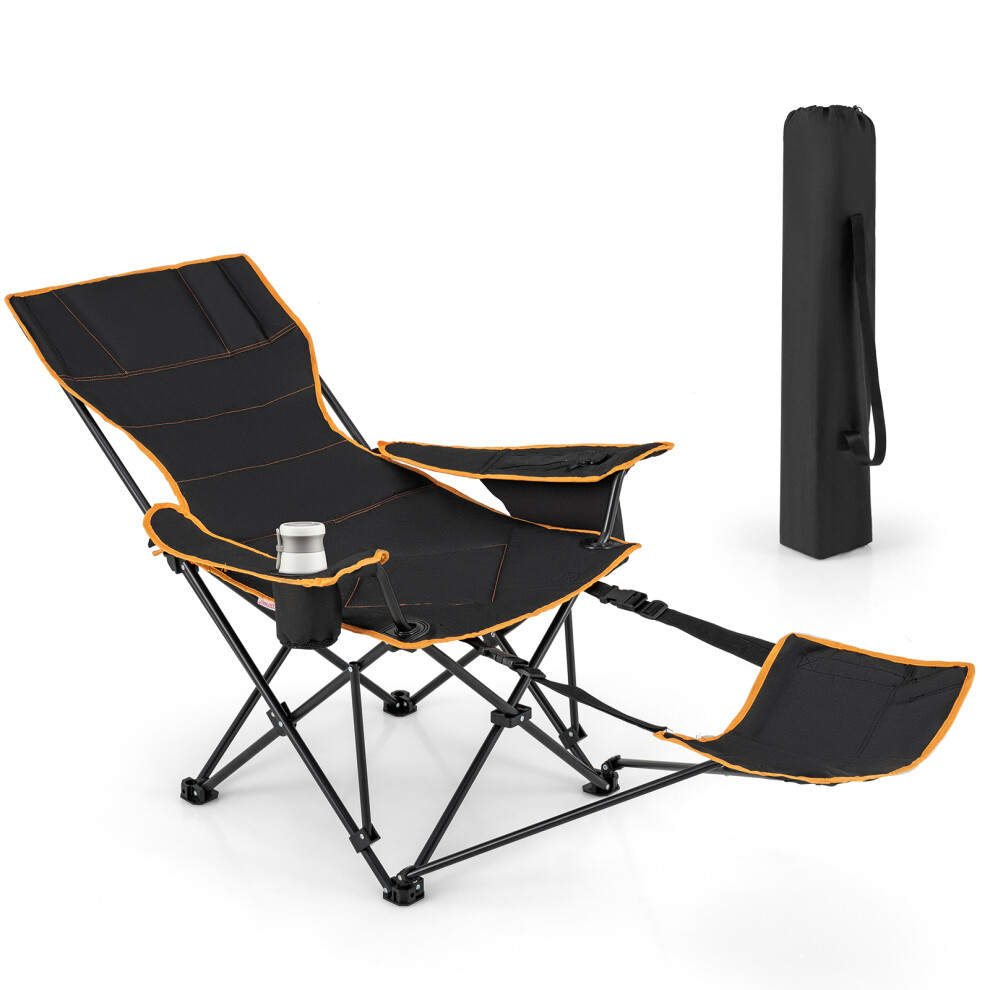 Folding Camping Chair w/ Footrest Lounge Chair w/ Adjustable Backrest