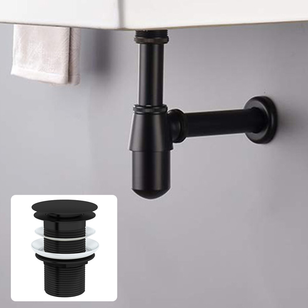 Nes Home Bathroom Basin Bottle Trap & Slotted Waste Matte Black