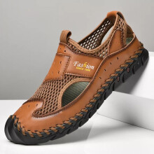 (UK 9.5=EUR 44, Brown) 2024 Outdoor Mens Walking Sandals Summer Closed Toe Beach Casual Shoes Size new