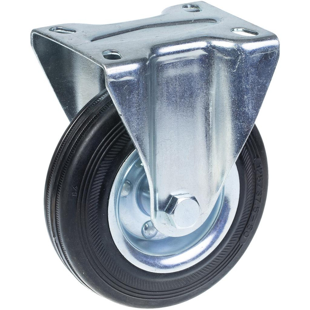 125Mm 5" Castor Rubber Tyre, Fixed, Strong 120Kg Capacity 5056116819499