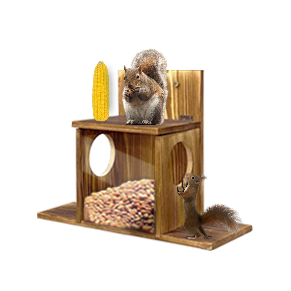 Wall Squirrels Feeding House Wooden Chinchilla Feeder Box