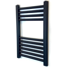Black Straight Heated W500mm x H600mm Central Heating Towel Rail