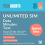 Three (3 Network) Sim Card Unlimited Data Unlimited Minutes & texts 1