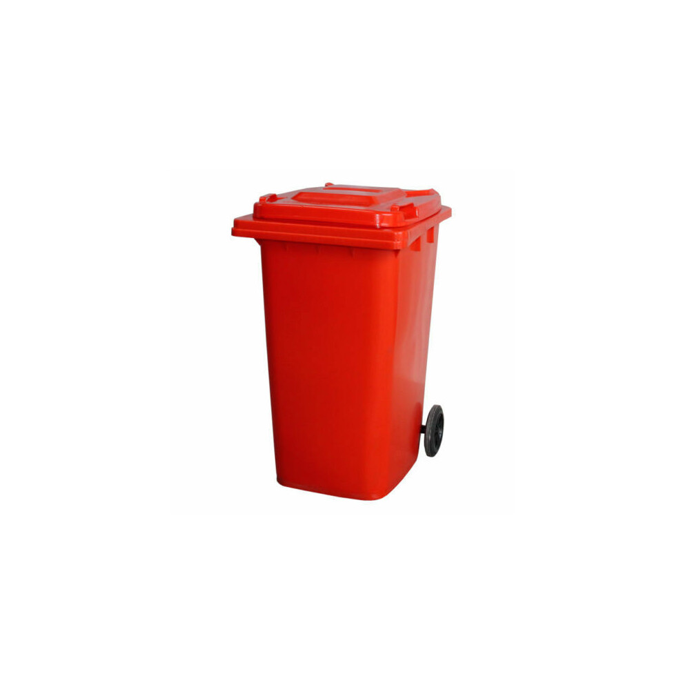 (Red) Wheelie Bin 240L Council Size & Rubber Wheels