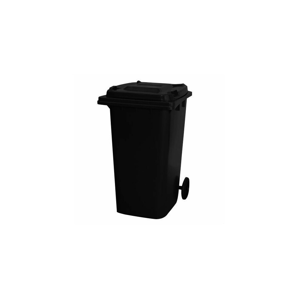 (Black) Wheelie Bin 120L Council Size & Rubber Wheels