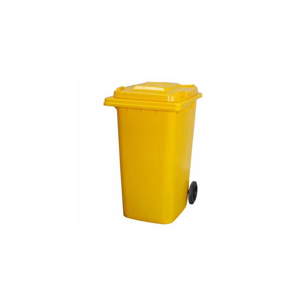 (Yellow) Wheelie Bin 120L Council Size & Rubber Wheels