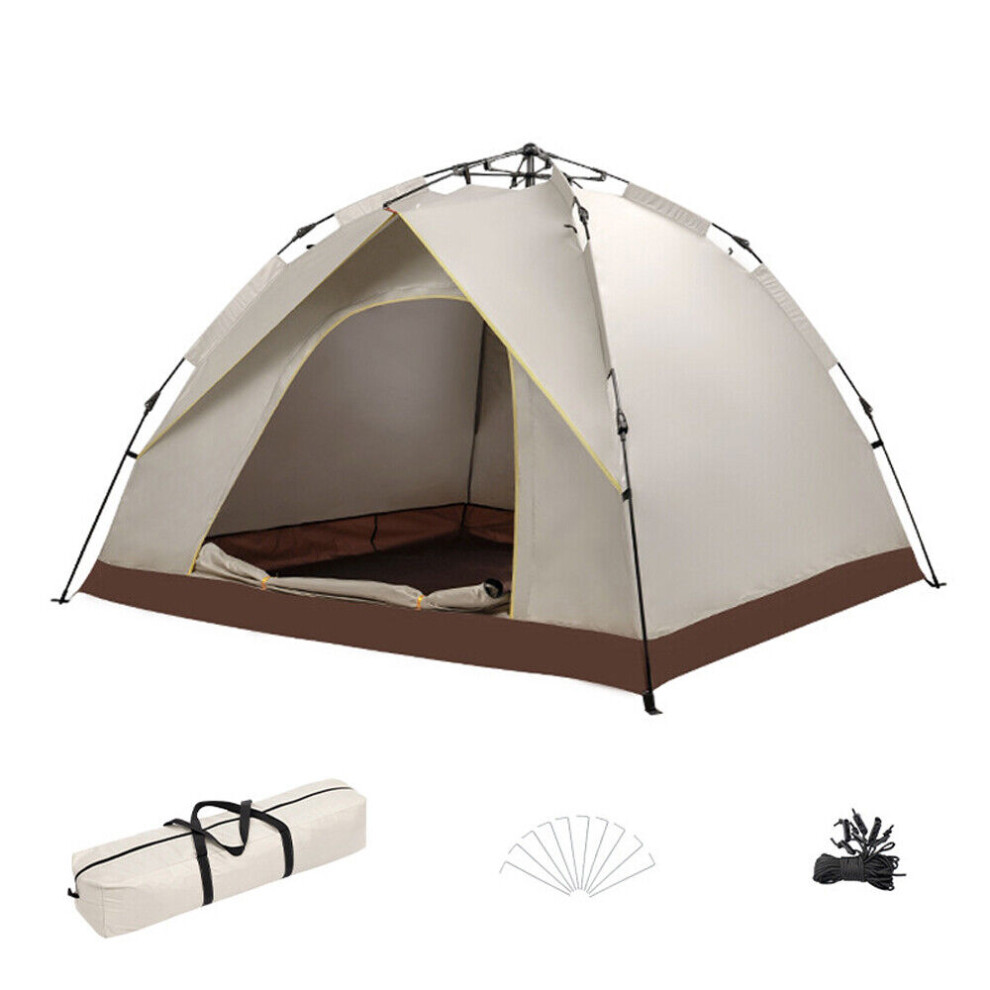 3-4 Person Camping Tent Instant Pop Up Tent Rainproof Sunshine-proof Tent J8H5--Beige