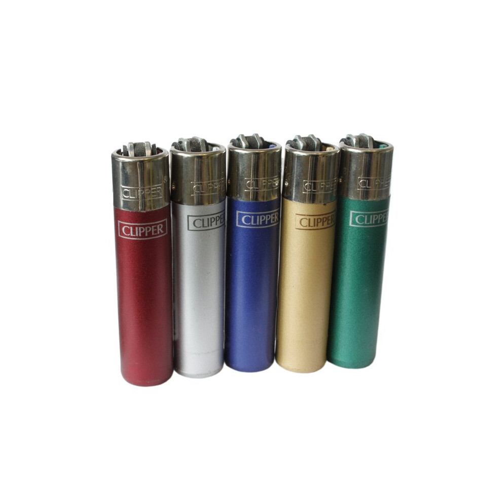Clipper Refillable Gas Lighters 5 X Metallic Colours