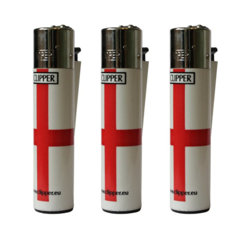 Clipper Clipper England Flag Refillable Gas Lighters x 3