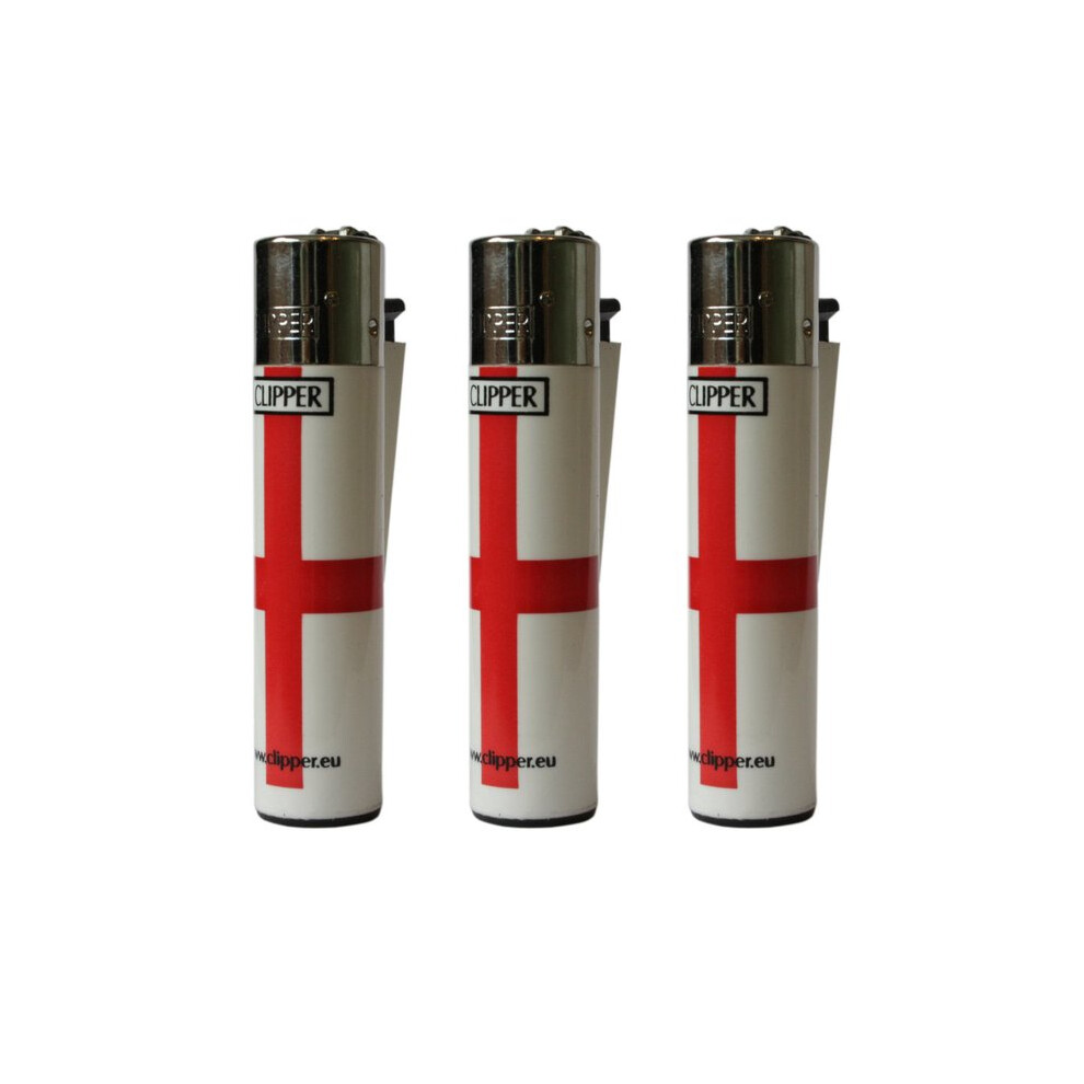 Clipper England Flag Refillable Gas Lighters x 3