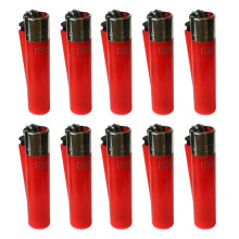 Clipper Classic Large Reusable Lighter 10 Pack (Red)
