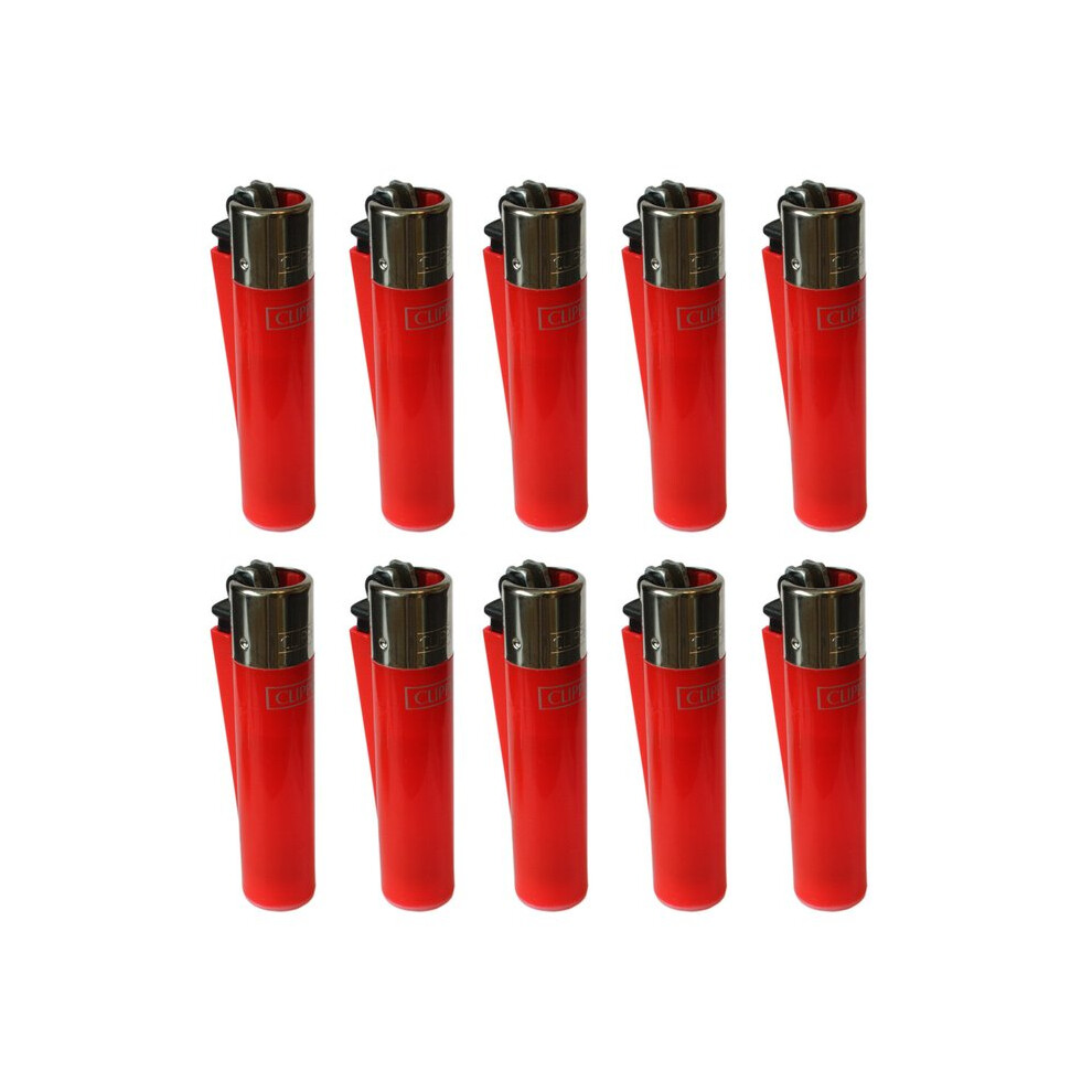 Clipper Classic Large Reusable Lighter 10 Pack (Red)