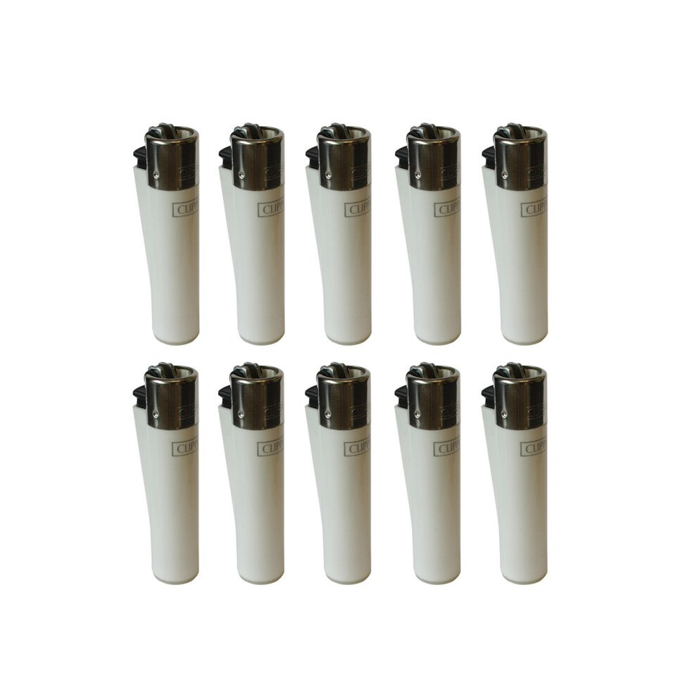 Clipper Classic Large Reusable Lighter 10 Pack (White)