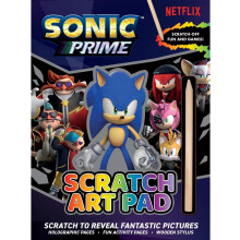 Sonic Prime Scratch Art Fun Activity Pad Includes Wooden Stylus