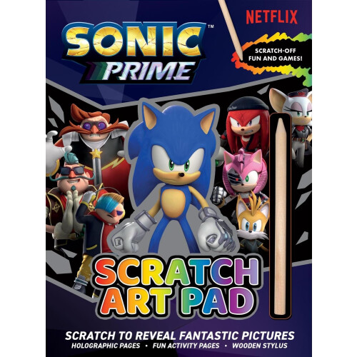 Sonic Prime Scratch Art Fun Activity Pad Includes Wooden Stylus