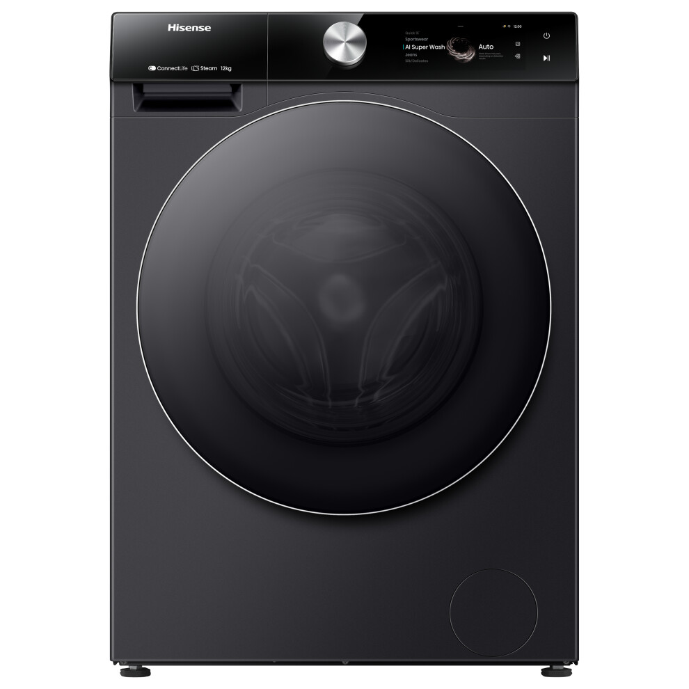 Hisense 7S Series WF7S1247BB 12kg Washing Machine with 1400 rpm - Black - A Rated