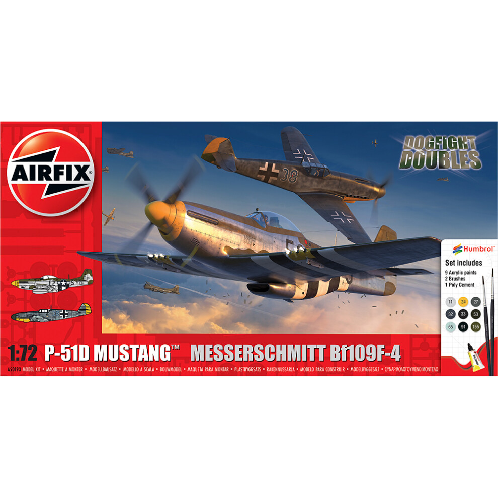 Airfix A50193 P-51D Mustang Vs Bf109f-4 Dogfight Double 1:72 Model Kit