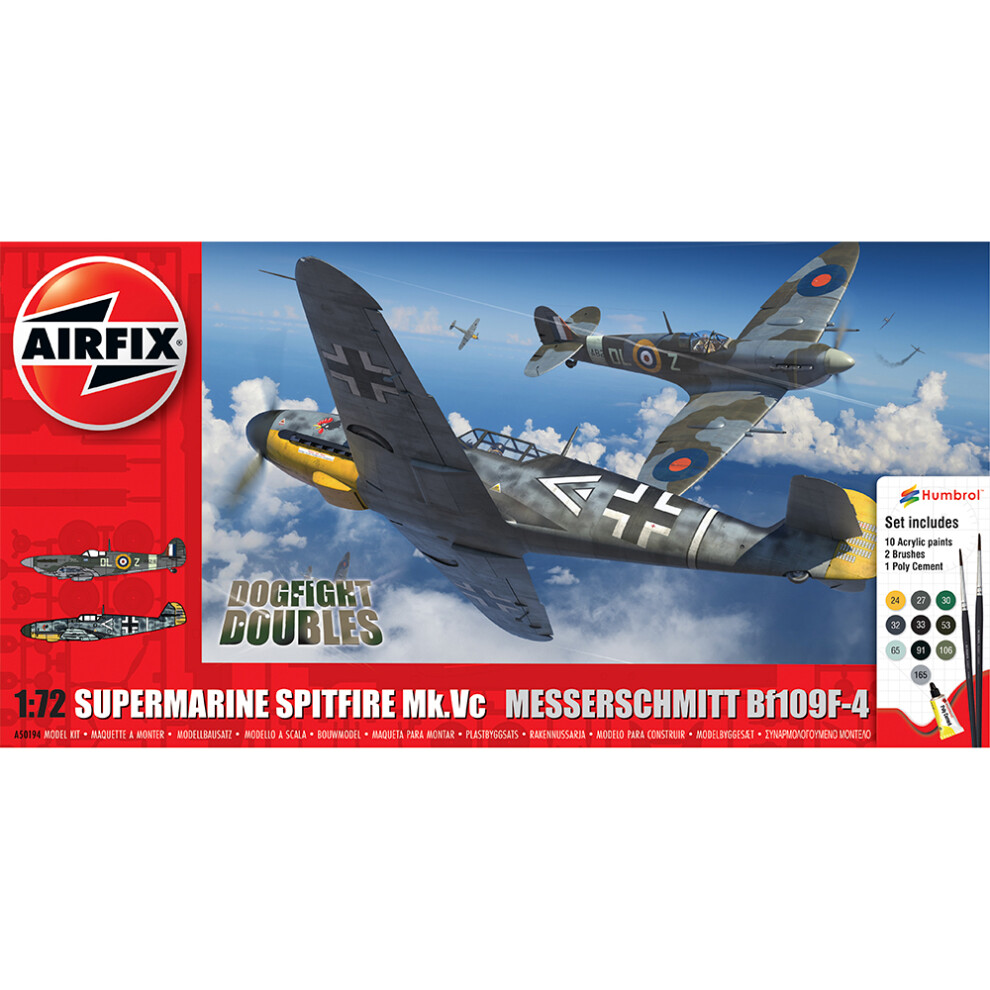 Airfix Gift Set 1:72 Supermarine Spitfire Mk.Vc & Bf109F-4 Model Kit, Paints & - Image 13