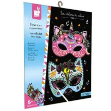 Janod Scratch Art Party Masks Craft Kit J07890 - Plush Soft Toy