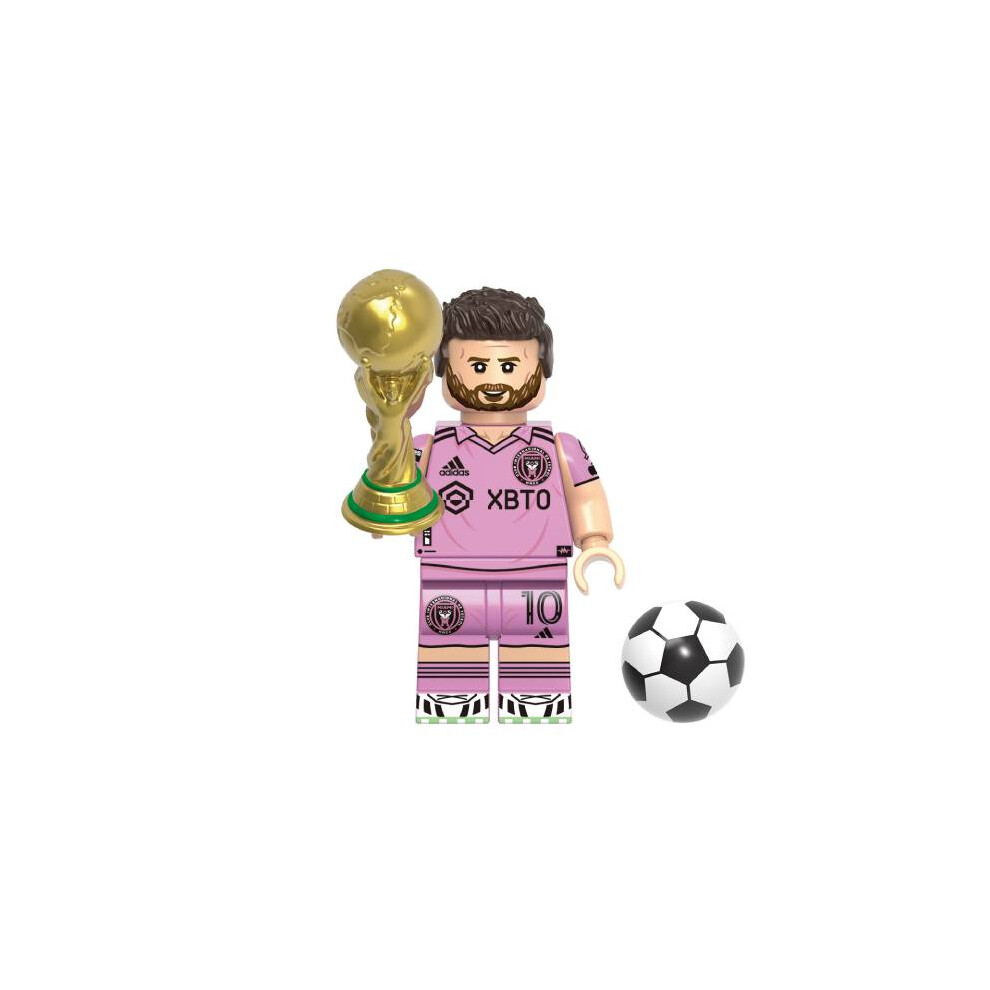 (Messi) Super Soccer Star Building Block Toy Messi Ronaldo Mini Figure Doll Abs Plastic