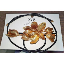 Zara New Woman Ss24 Flower Cord Belt One Size Golden Ref 4548/056