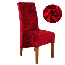 (red) set of 4 Crushed Velvet Dining Chair Covers