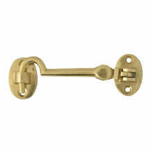 Dzina Cabin Hook Silent Pattern 75mm (3 Inch) Brass, Pack of 1