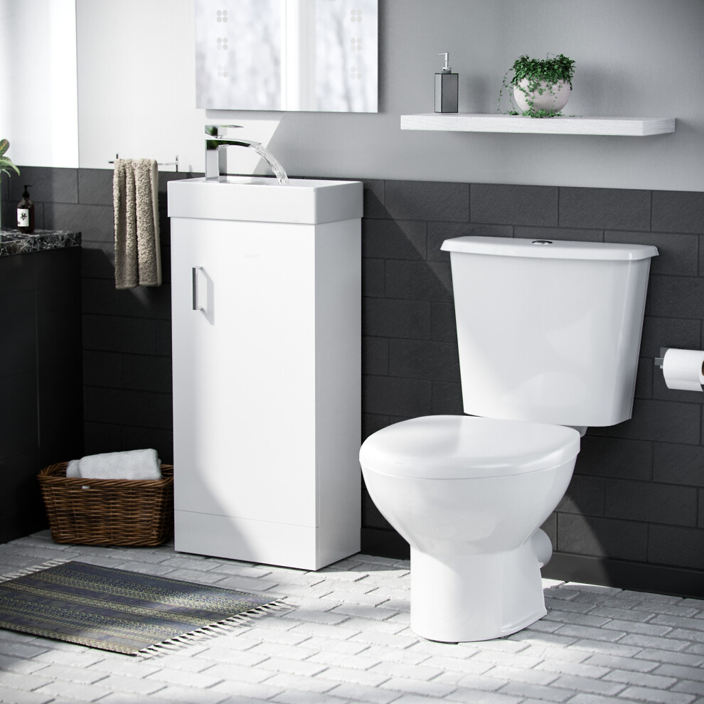 Nanuya 400mm Vanity Basin Unit & Close Coupled Toilet White