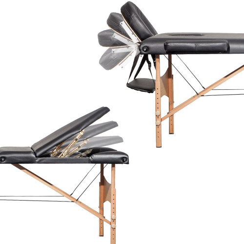Vesgantti (Black) Portable 3-Section Massage Bed Table 2