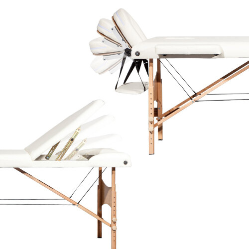 Vesgantti (Beige White) Portable 3-Section Massage Bed Table 2