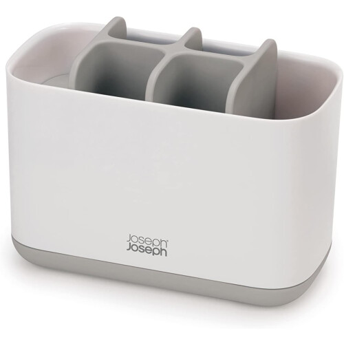 Joseph Joseph Joseph Joseph Easy-Store - Large Toothbrush Holder Caddy, Bathroom Storage - White/Grey 1