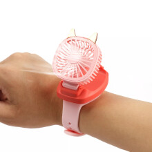 (Pink) Portable Kids Wrist Watch Fan Air Cooling USB Rechargeable Mini Fans Children