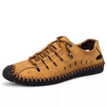 (Brown, UK 9) Mens Leather Sandals Summer Casual Beach Shoes Closed Toe Walking Hiking Shoes*