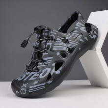 (2208 Letter, UK 6) UK Men Flats Summer Sandals Men Outdoor Fashion Non-slip Closed Toe Casual Shoes