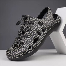 (2208 scrawl, UK 7) UK Men Flats Summer Sandals Men Outdoor Fashion Non-slip Closed Toe Casual Shoes
