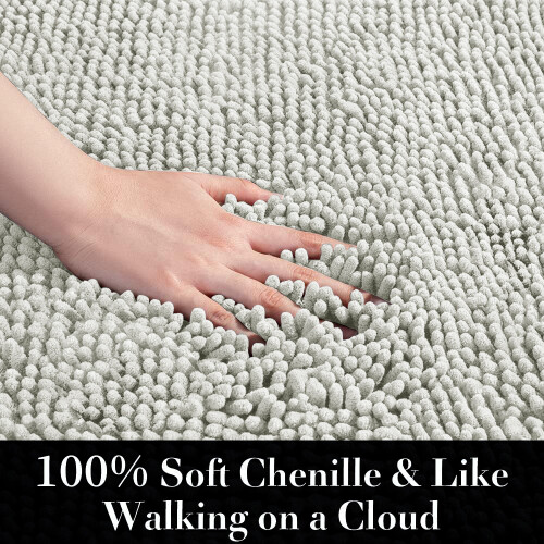 (White Bath Mat) Chenille Bath Mats Shower Floor Mat Bathroom Rug 2