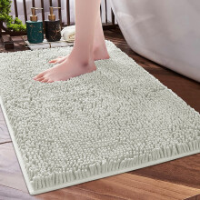(White Bath Mat) Chenille Bath Mats Shower Floor Mat Bathroom Rug