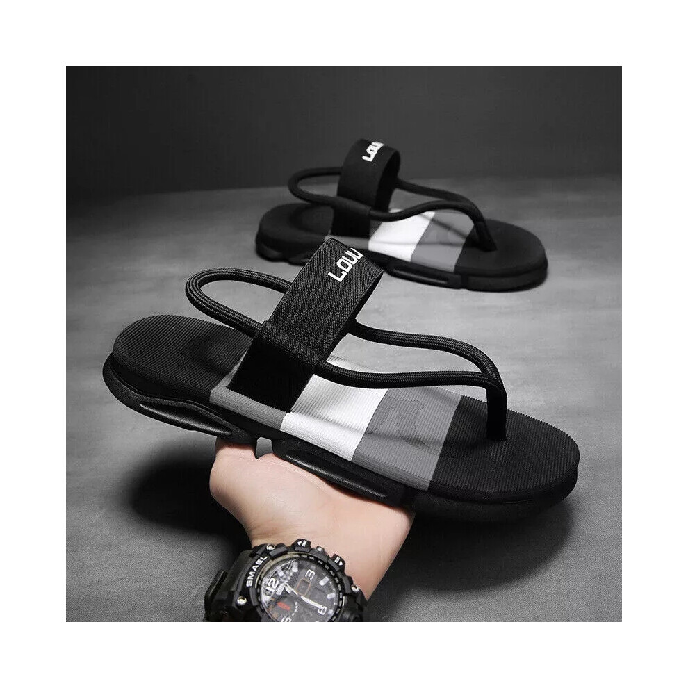(EU 42 (Foot length:10"~10.2"), Black) UK Men's Summer Outdoor Beach Sandals Flip-Flops Holiday Slippers Non-slip Shoes