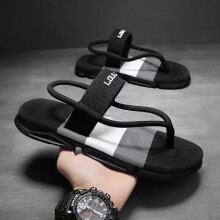 (EU 40 (Foot length:9.6"~9.8"), Black) UK Men's Summer Outdoor Beach Sandals Flip-Flops Holiday Slippers Non-slip Shoes