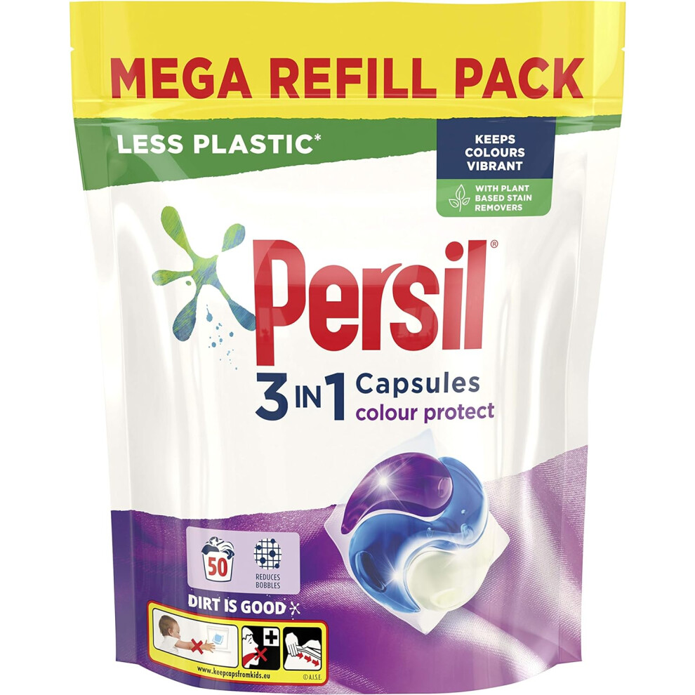 Persil Colour 3 in 1 Laundry Detergent Washing Pods Capsules Tablets Mega Refill Pack (50 Wash) Upto 2 months supply Keeps colours vibrant,