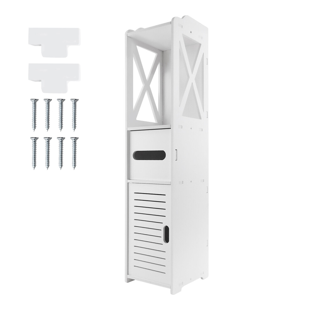 Tall Cabinet Slim Bathroom Cabinet Largre Storage for Toilet Bedroom PVC Cabinet Waterproof Free Standing