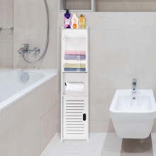 Bathroom Cabinet Free Standing Floor Storage Unit Cupboard PVC Storage Unit for Toilet Bedroom